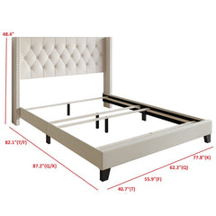 Angle | Three-quarter view of the Grevane Lingay Upholstered Tufted Bedroom Set