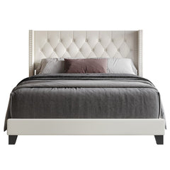 Front | Straight-on view of the Grevane Lingay Upholstered Tufted Bedroom Set