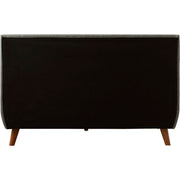 Grevane Luing Tufted Platform Bed | rear full-product construction view on white