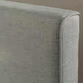 Grevane Luing Tufted Platform Bed | close view of the flat Gray linen weave and welt