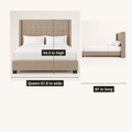 Dimensions | Queen bed 67.8 inches wide, 87 inches long, and 54.3 inches high