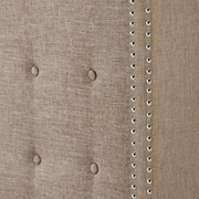 Nailhead detail | Double rows of silver nailheads along the beige linen wing
