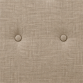 Linen detail | Beige crosshatch upholstery with fabric-covered tufting buttons