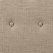 Linen detail | Beige crosshatch upholstery with fabric-covered tufting buttons