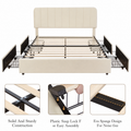 Open storage system | Full bed frame with four wire drawers, slats and assembly details
