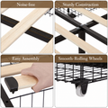 Frame details | Slat padding, steel support, assembly lock and rolling wheel