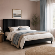 Grevane Moidart Upholstered Platform Bed with Adjustable Headboard styled in a bedroom