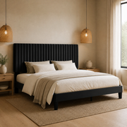 Grevane Moidart Upholstered Platform Bed with Adjustable Headboard styled in a bedroom
