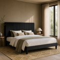 Grevane Moidart Upholstered Platform Bed with Adjustable Headboard styled in a bedroom