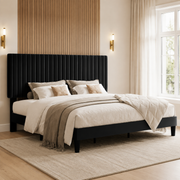 Grevane Moidart Upholstered Platform Bed with Adjustable Headboard styled in a bedroom