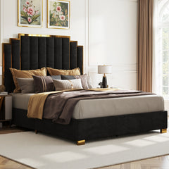 Angle | Three-quarter view of the Grevane Morvern Upholstered Platform Bed