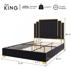 Angle | Three-quarter view of the Grevane Morvern Upholstered Platform Bed