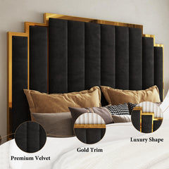 Headboard detail | Close view of the Grevane Morvern Upholstered Platform Bed headboard