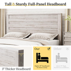 Headboard detail | Close view of the Grevane Ollaberry Solid Wood Platform Bed headboard