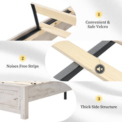 Frame detail | Close view of the Grevane Ollaberry Solid Wood Platform Bed legs and rails