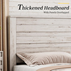 Headboard detail | Close view of the Grevane Ollaberry Solid Wood Platform Bed headboard