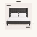 Dimensions | Footboard height and under-rail clearance diagram for the charcoal wingback bed