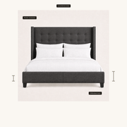 Dimensions | Footboard height and under-rail clearance diagram for the charcoal wingback bed