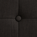 Linen-look detail | Dark charcoal cross-hatch weave and a covered button on the tufted headboard