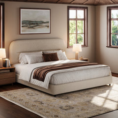 Angle | Three-quarter view of the Grevane Portskerra Boucle Platform Bed