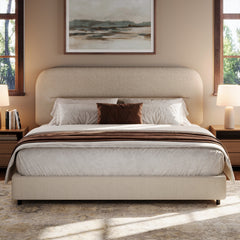 Front | Straight-on view of the Grevane Portskerra Boucle Platform Bed