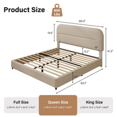 Angle | Three-quarter view of the Grevane Portskerra Boucle Platform Bed