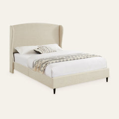 Angle | Three-quarter view of the Grevane Rousay Wingback Platform Bed