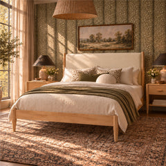 Room | The Grevane Scalpay Solid Wood Boucle Bed in a bedroom
