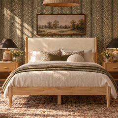 Room | The Grevane Scalpay Solid Wood Boucle Bed in a bedroom