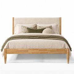 Front | Straight-on view of the Grevane Scalpay Solid Wood Boucle Bed