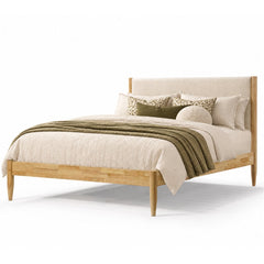 Angle | Three-quarter view of the Grevane Scalpay Solid Wood Boucle Bed