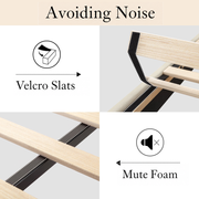 Slat support | Velcro slats and mute foam shown on the bed frame