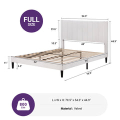 Angle | Three-quarter view of the Grevane Scarista Velvet Platform Bed