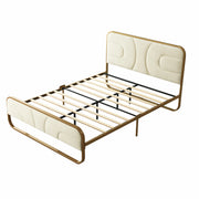 Grevane Shapinsay velvet tufted bed in Beige with a gold-finished frame