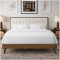 Front | Straight-on view of the Grevane Shuna Solid Wood Tufted Bed