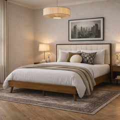 Angle | Three-quarter view of the Grevane Shuna Solid Wood Tufted Bed