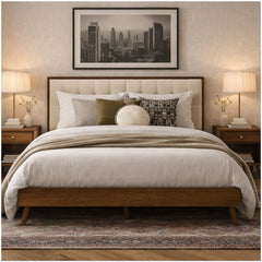 Front | Straight-on view of the Grevane Shuna Solid Wood Tufted Bed