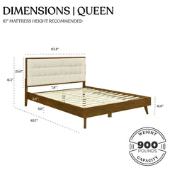Angle | Three-quarter view of the Grevane Shuna Solid Wood Tufted Bed