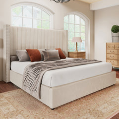 Angle | Three-quarter view of the Grevane Stronsay Wingback Storage Bed