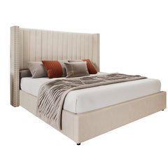 Angle | Three-quarter view of the Grevane Stronsay Wingback Storage Bed