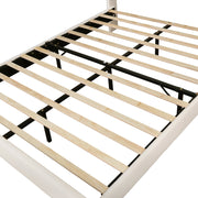 Grevane Sunart Low Profile Wingback Bed | untouched wooden slat and centre support detail, right angle