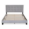 Frame front | Straight-on Glacier gray bed frame with its wood slat system