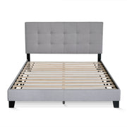 Frame front | Straight-on Glacier gray bed frame with its wood slat system