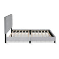 Opposite side | Full Glacier gray bed frame and slat support from the left