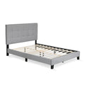 Frame angle | Three-quarter view of the Glacier gray bed frame and slats