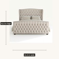 Dimensions | cream velvet wingback bed showing 61.0-inch width and 51.5-inch height