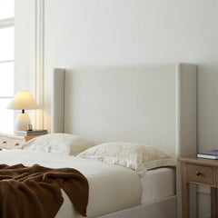 Headboard detail | Close view of the Grevane Whalsay Upholstered Wingback Bed headboard