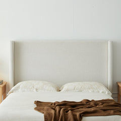 Headboard detail | Close view of the Grevane Whalsay Upholstered Wingback Bed headboard