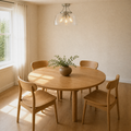 Dining room angle | closer view across the table toward the hanging fixture