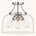 Front | studio front of the satin nickel frame and clear glass bell